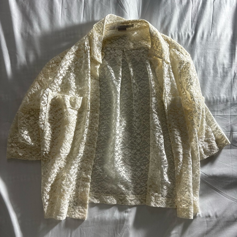 Stella McCartney Lace Button-Down Shirt Jacket in Ivory
